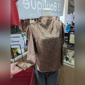 Future Collective Copper Metallic Brown Women's Top